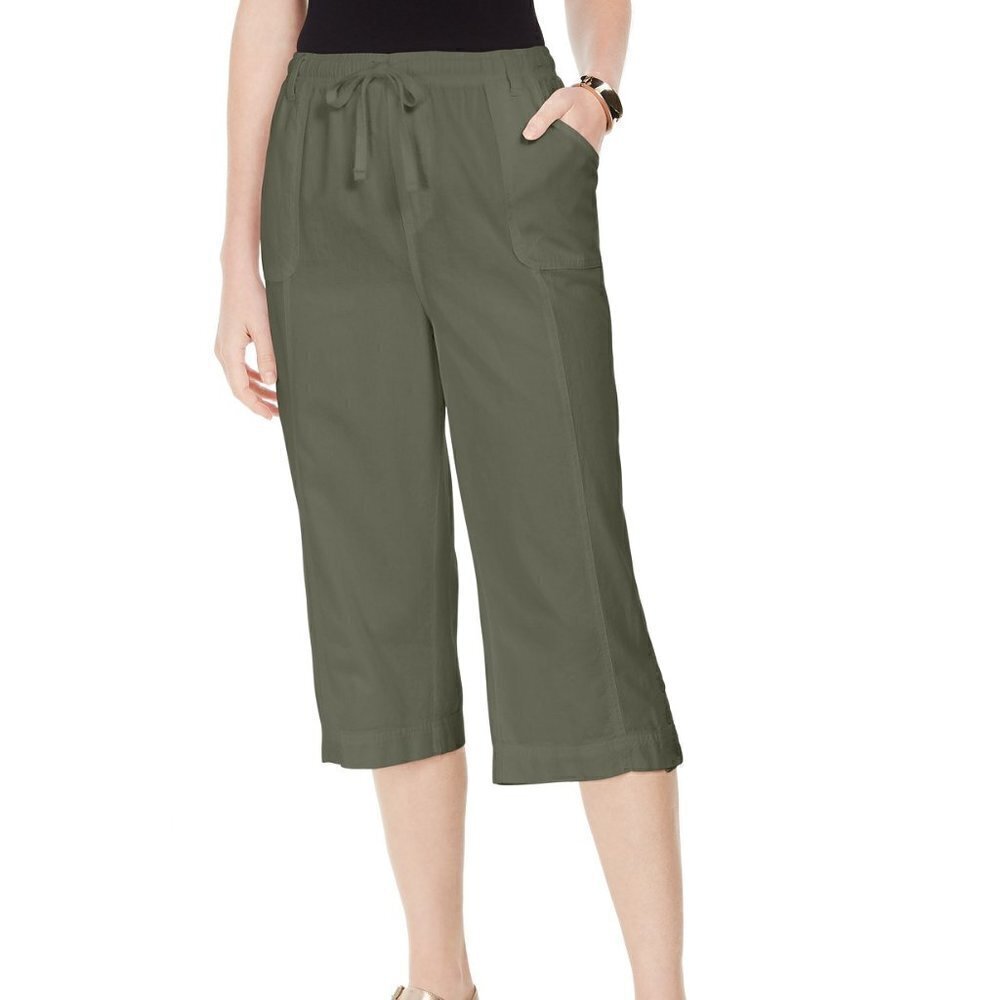Karen Scott Capri Pull-On Pants Olive Sprig